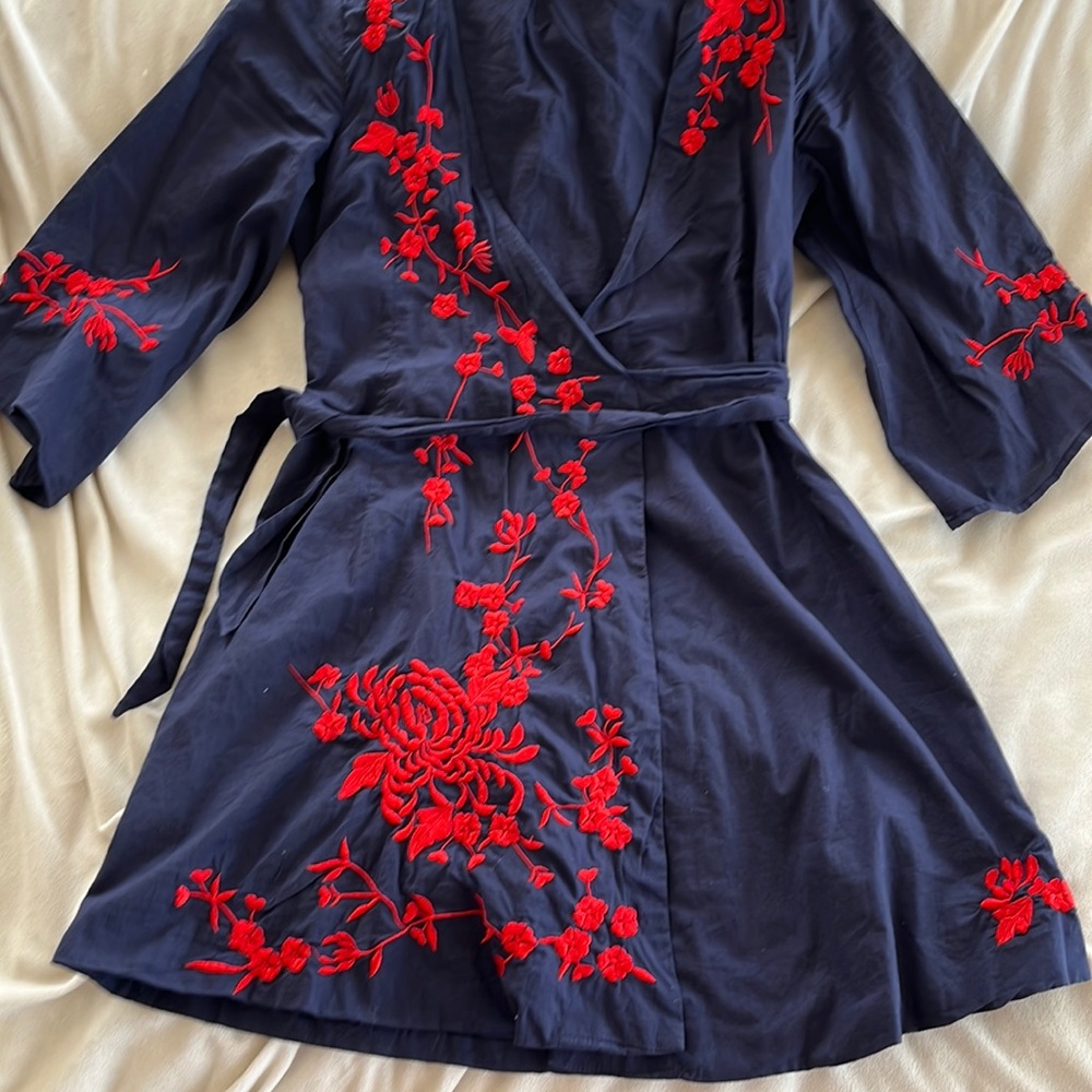 Wrap style cotton kimono